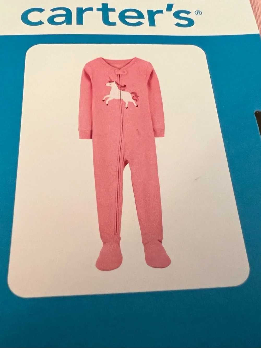 Carter's 3T Pink with White Unicorn & Stars Cotton Footie Pajamas
